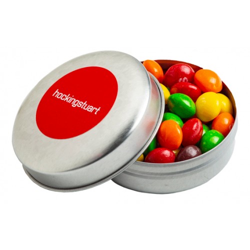CANDLE TIN FILLED WITH SKITTLES 50G